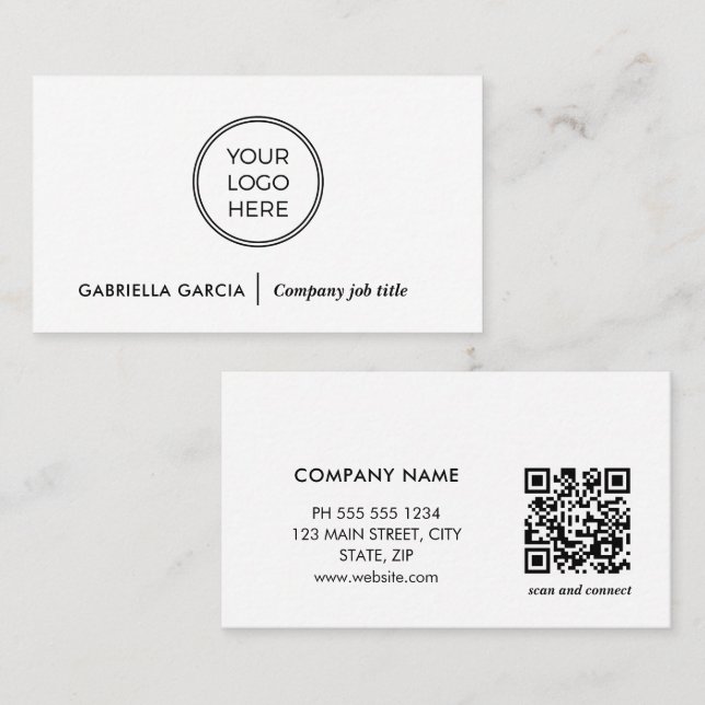 Carte de visite professionnelle avec logo QR Code  (Devant / Derrière)