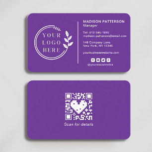 Carte de visite professionnelle avec logo violet e