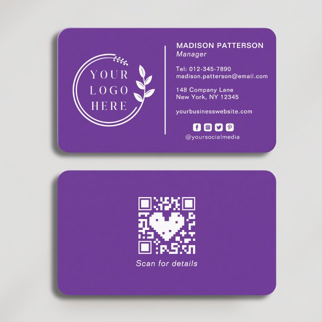 Carte de visite professionnelle avec logo violet e (Créateur téléchargé)