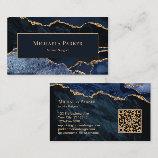Carte de visite professionnelle avec QR Code en ag (Devant / Derrière)
