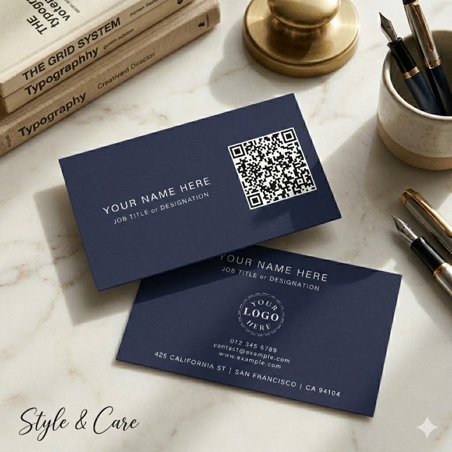 Carte de visite professionnelle avec QR Code & Log (Professional Business Card with QR Code & Logo)