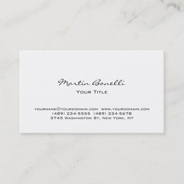 Carte de visite professionnelle blanche simple mod (Devant)