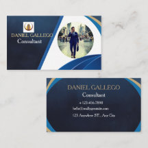 Carte de visite professionnelle bleu marine et or