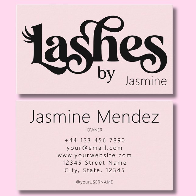 Carte de visite professionnelle chic rose blush La (Créateur téléchargé)
