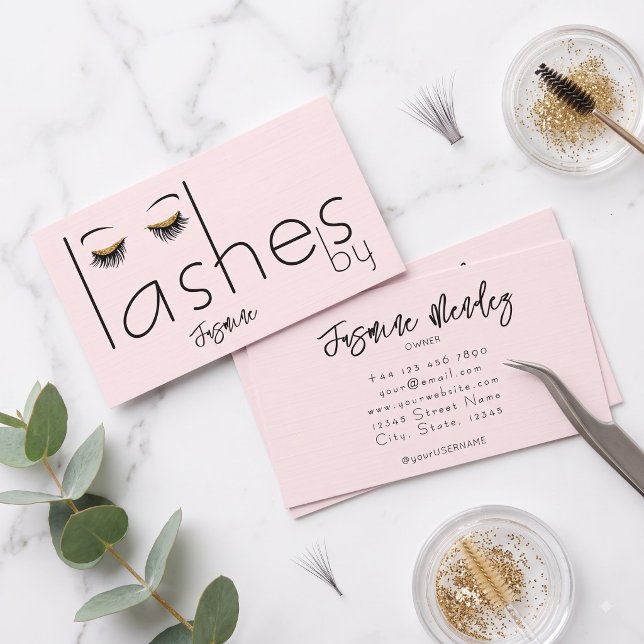 Carte de visite professionnelle chic rose blush po (Créateur téléchargé)