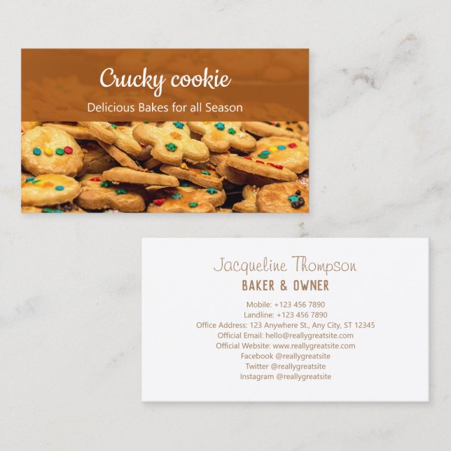 carte de visite professionnelle cookies photo (Devant / Derrière)