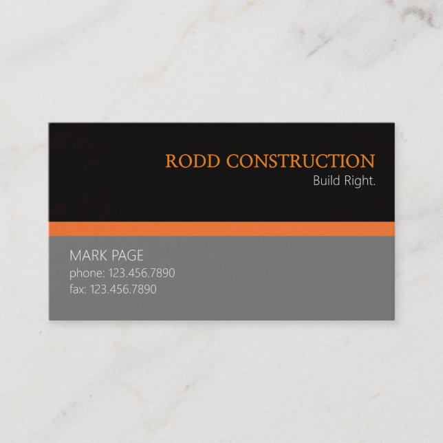 Carte de visite professionnelle de construction de (Devant)
