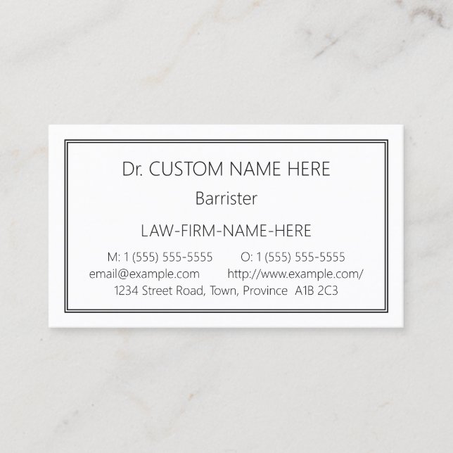 Carte de visite professionnelle de droit tradition (Devant)