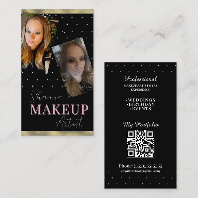 Carte de visite professionnelle de maquillage avec (Devant / Derrière)