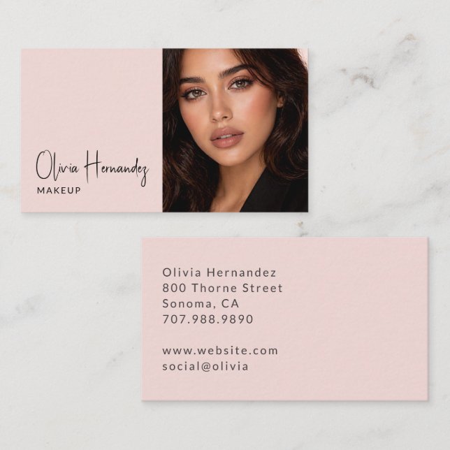 Carte de visite professionnelle de maquillage phot (Devant / Derrière)