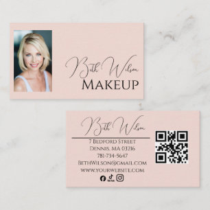 Carte de visite professionnelle de maquillage rose