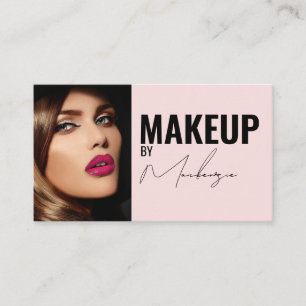 Carte de visite professionnelle de maquillage rose