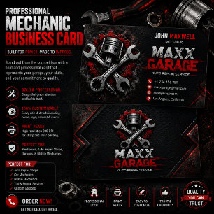 Carte de visite professionnelle de mécanicien auto