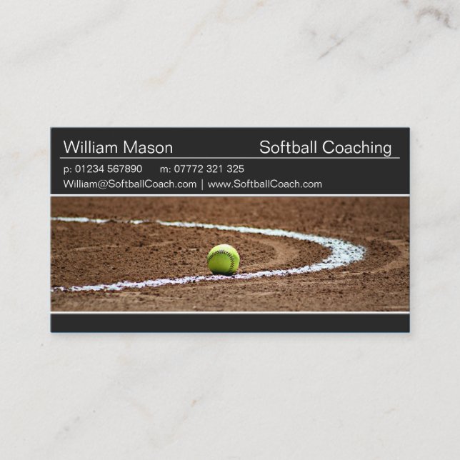 Carte de visite professionnelle de softball sur un (Devant)