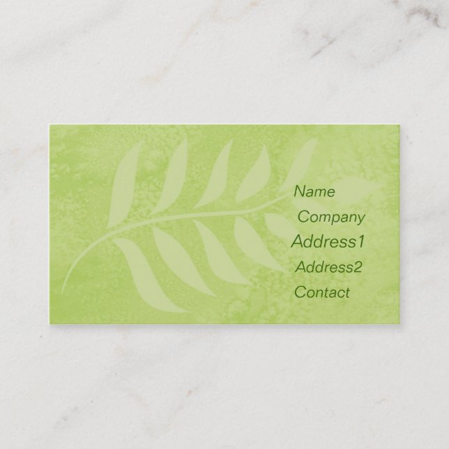 carte de visite professionnelle de visite verte de (Devant)