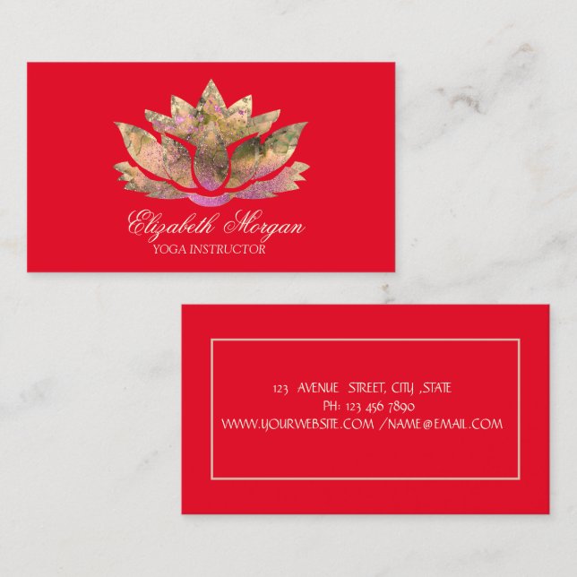Carte De Visite Professionnelle, Élégante, Instructrice de Yoga, R (Devant / Derrière)
