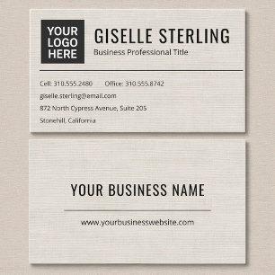 Carte de visite professionnelle en lin avec logo m