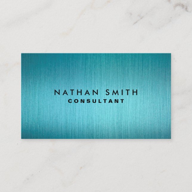 Carte de visite professionnelle en métal bleu mode (Devant)
