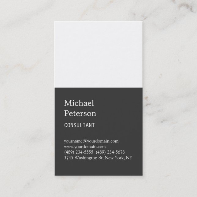 Carte de visite professionnelle gris à rayure blan (Devant)