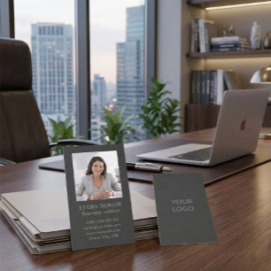 Carte de visite professionnelle gris foncé avec ph