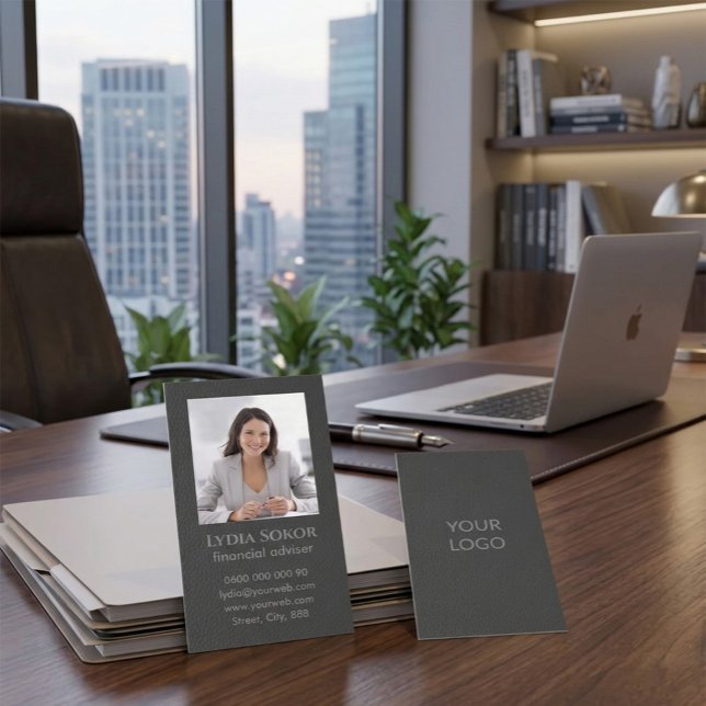 Carte de visite professionnelle gris foncé avec ph (Créateur téléchargé)