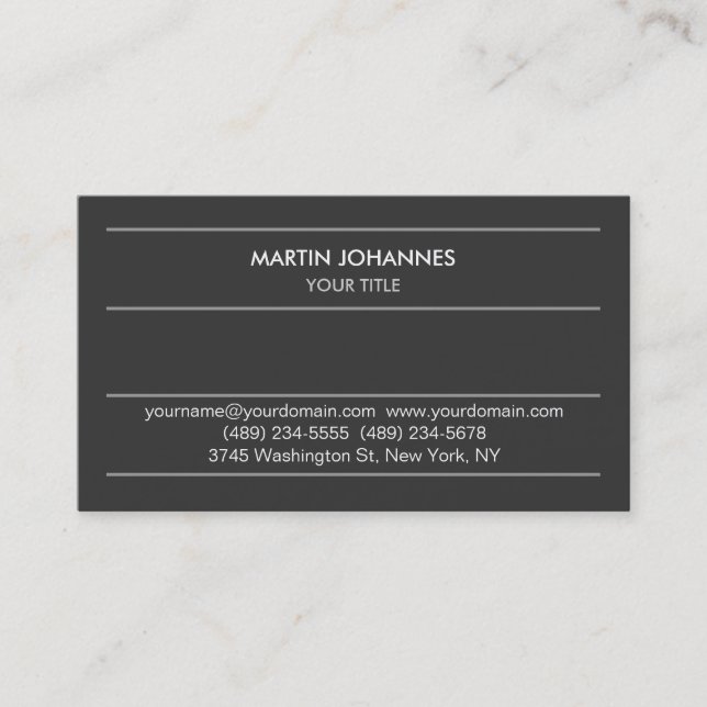 Carte de visite professionnelle grise moderne et s (Devant)