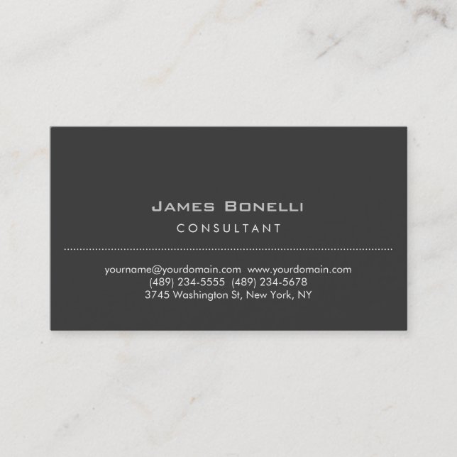 Carte de visite professionnelle grise simple et ch (Devant)