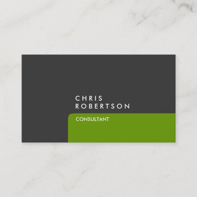 Carte de visite professionnelle grise verte rayée (Devant)