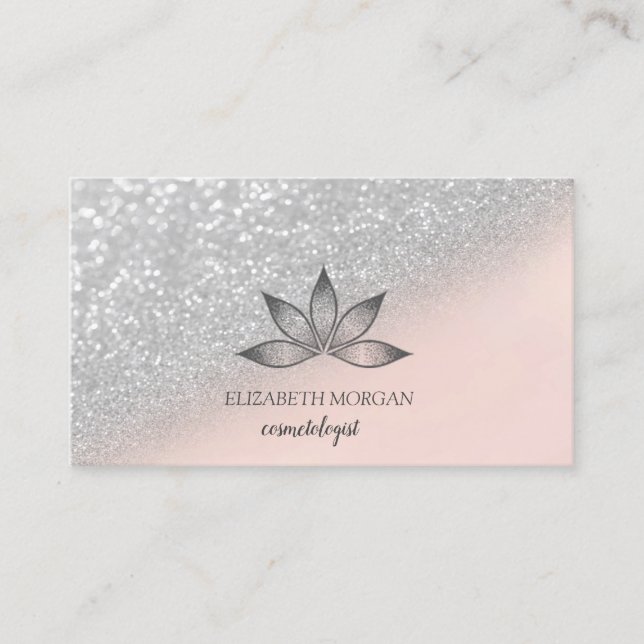 Carte de visite professionnelle Lotus argent Bokeh (Devant)