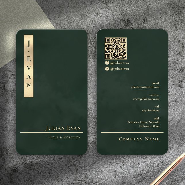 Carte de visite professionnelle Luxe vert émeraude (Professional Luxe Emerald Green Gold Business Card)