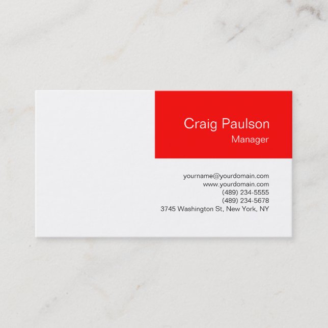 Carte de visite professionnelle Manager Blanc Roug (Devant)