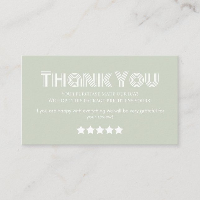 carte de visite professionnelle merci verte faite  (Devant)