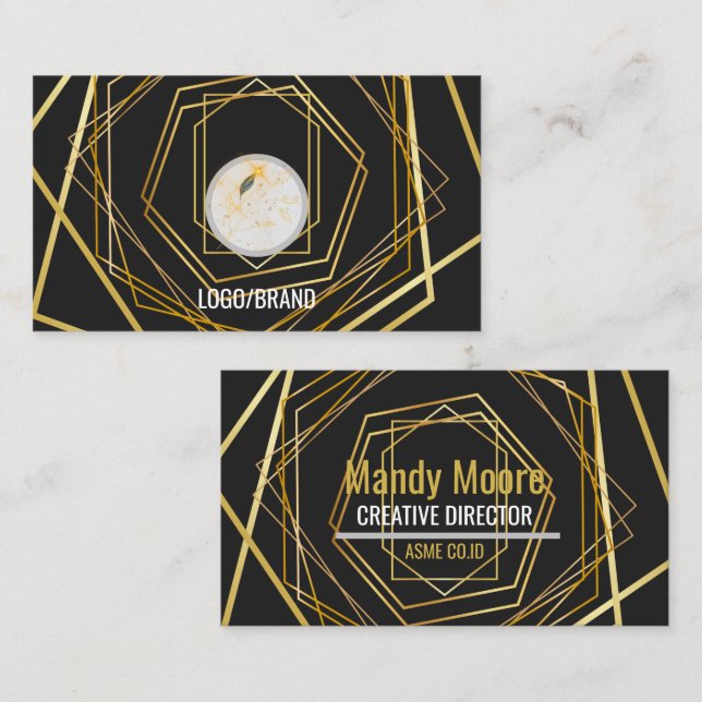 Carte de visite professionnelle minimale luxe noir (Devant / Derrière)