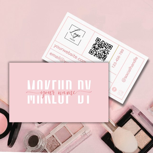 Carte de visite professionnelle minimale rose et b (Créateur téléchargé)