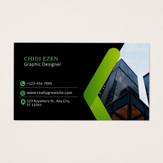 Carte de visite professionnelle minimaliste verte  (Devant)