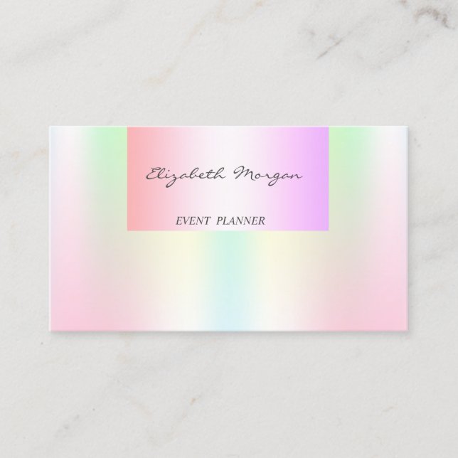 Carte De Visite Professionnelle Moderne Féminine Pastel Holographi (Devant)