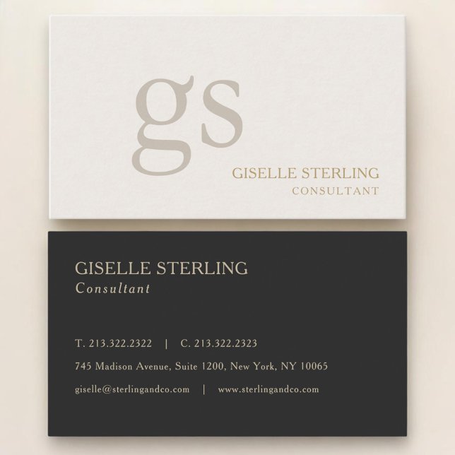 Carte de visite professionnelle monogramme beige n (Créateur téléchargé)