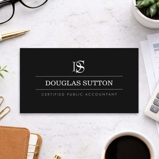Carte de visite professionnelle monogramme comptab (Créateur téléchargé)