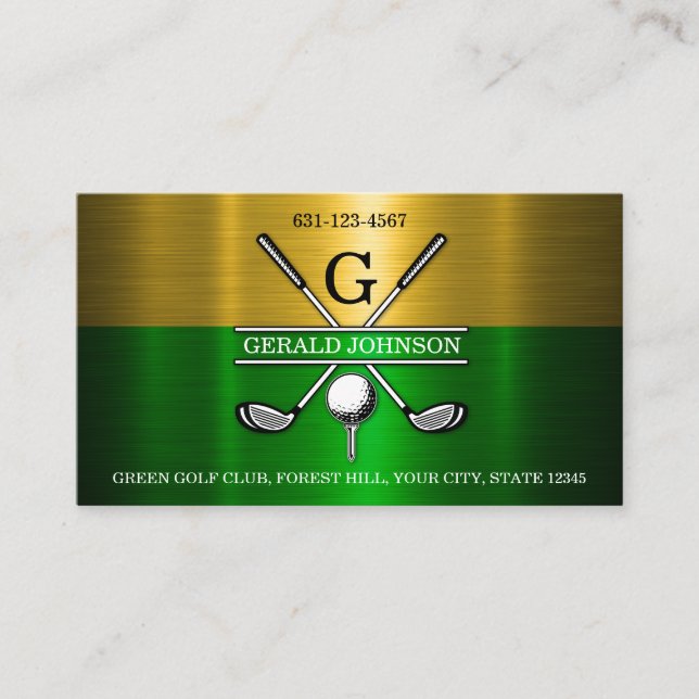 Carte de visite professionnelle monogramme de golf (Devant)