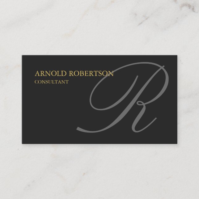 Carte de visite professionnelle Monogramme Gris Or (Devant)