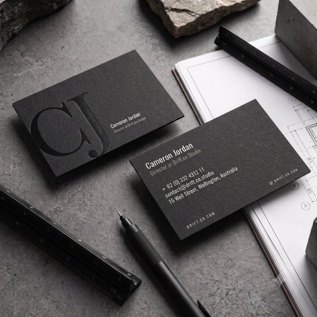 Carte de visite professionnelle Monogramme Noir (Créateur téléchargé)