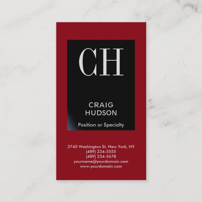 Carte de visite professionnelle Monogramme Rouge N (Devant)