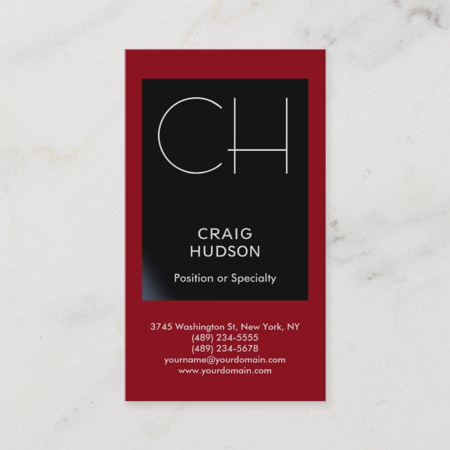 Carte de visite professionnelle Monogramme Rouge N (Devant)