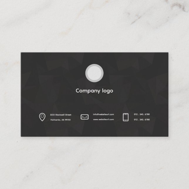 Carte de visite professionnelle noire géométrique  (Devant)