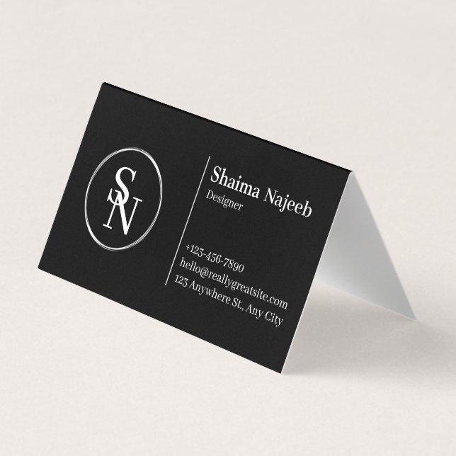 Carte de visite professionnelle pliée monogramme n (Dos)