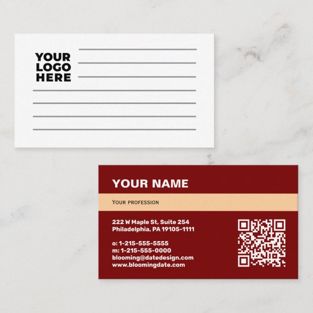 Carte de visite professionnelle pour entrepreneur (Devant / Derrière)
