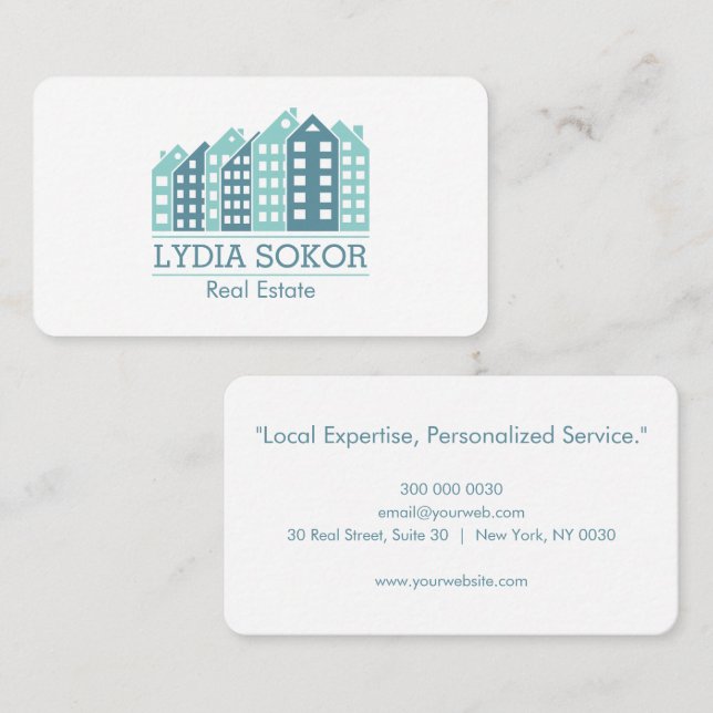 Carte de visite professionnelle pour l'immobilier (Devant / Derrière)