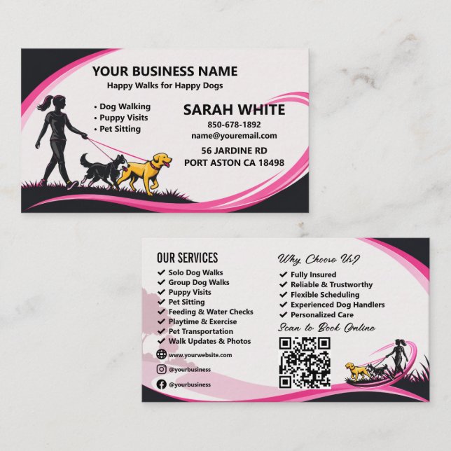 Carte de visite professionnelle pour promeneurs de (Devant / Derrière)