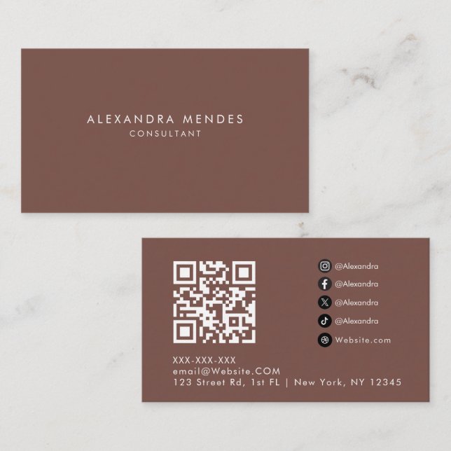 Carte de visite professionnelle QR Code minimalist (Devant / Derrière)