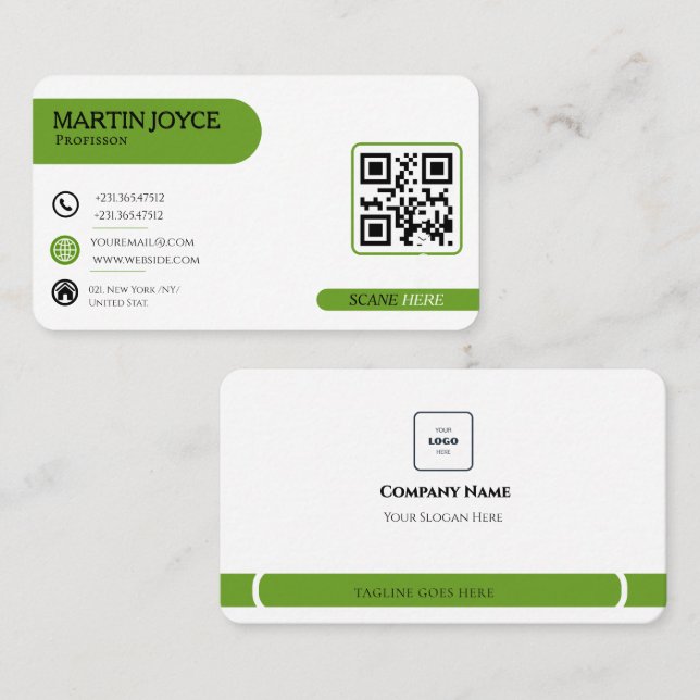 Carte de visite professionnelle QR code minimalist (Devant / Derrière)